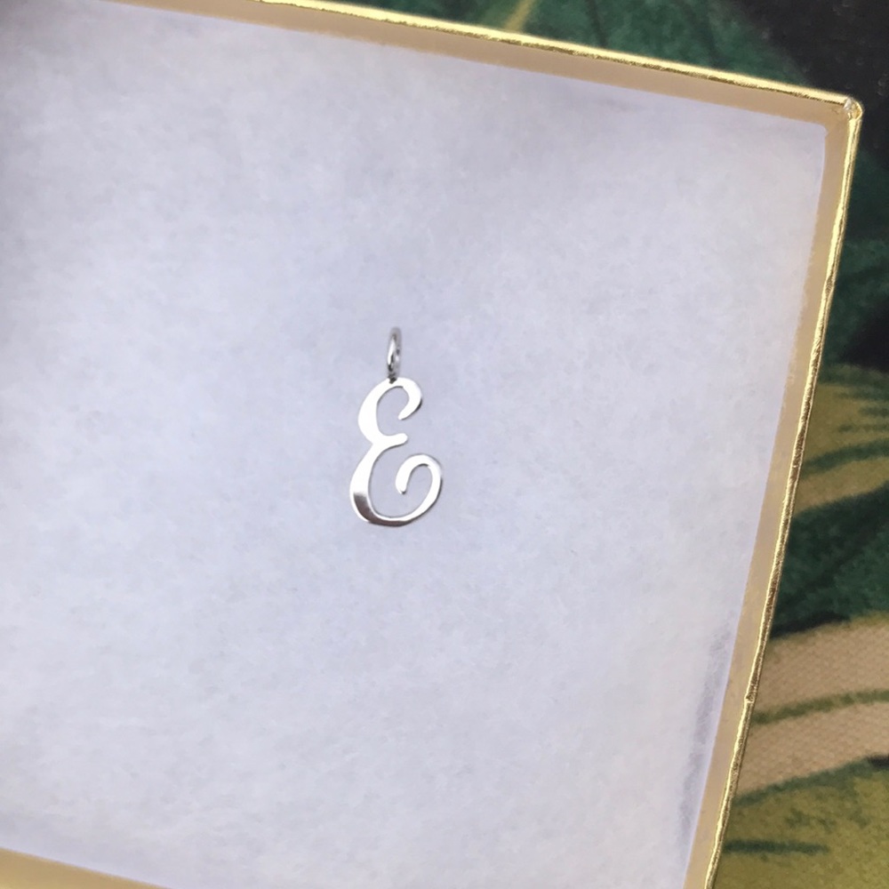 Solid Sterling Silver Initial “E” Pendant New - image 1